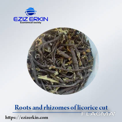 Roots and rhizomes of licorice cut